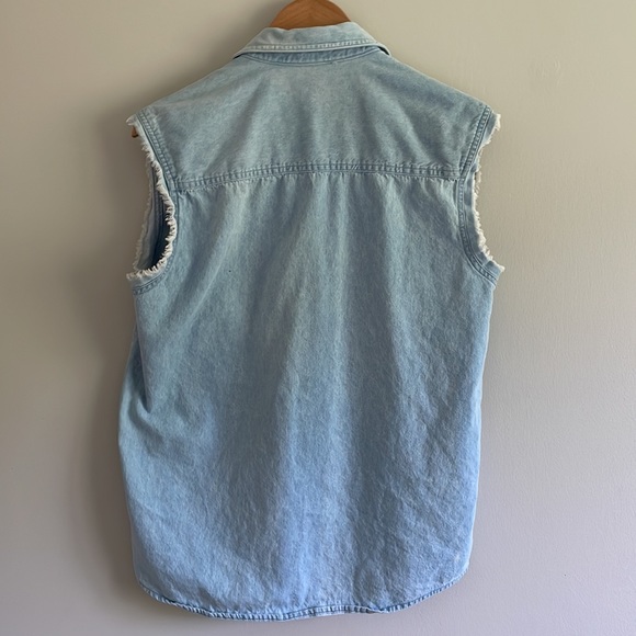 Vintage Racing Dale Earnhardt Denim Fringe Button Front Tank Top - Picture 4 of 13